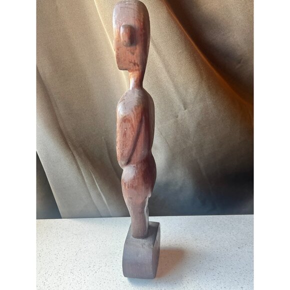 Handcrafted Wooden Abstract Female Figure Sculpture Vintage 13” T - Picture 12 of 14
